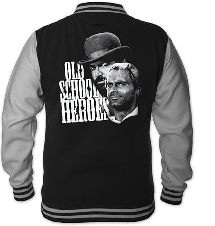 Terence Hill herr gamla skola heroes collegejacka Bud Spencer (svart), svart, XL