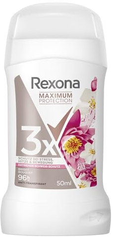 Rexona Women Maximum Protection Anti Transpirant Stick Bright Bouquet Deodorant mit 96 Stunden Schutz gegen starkes Schwitzen und Geruch mit 3x Schutz bei Stress, Hitze & Bewegung 50 ml