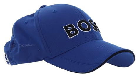 BOSS broderad logotyp keps i stickad Piqué, BLÅ, One Size