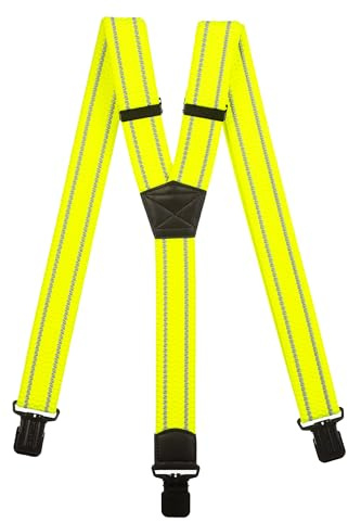 Olata Tirantes Hombres de Alta Visibilidad con Bandas Extra Anchas y Clips Negros – 4 cm. Amarillo (Y-Form)