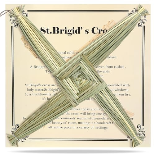 Bucherry St. Brigid's Wall Cross Decor Irish Gift Cross with History Card for Irish Blessing Gift for Celtic Imbolc Decor(Classic Style,12 in,Green)