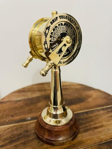 Modelo de telégrafo de latón hecho a mano para decoración del hogar, hecho a mano de latón para sala de máquinas, telégrafo náutico en ambos lados, campana, decoración del hogar, 7 pulgadas