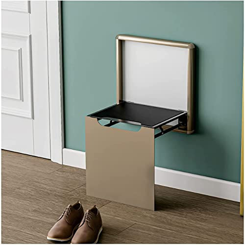 Asiento de ducha plegable montado en la pared para puerta, entrada del hogar, taburete de baño plegable con diseño invisible (dorado)