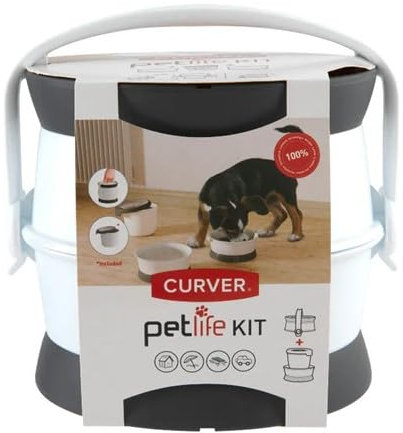 Curver Reise Futternapf 3 in 1, 1 Aufebwahreungsbehälter 1,5L, 2 Näpfe
