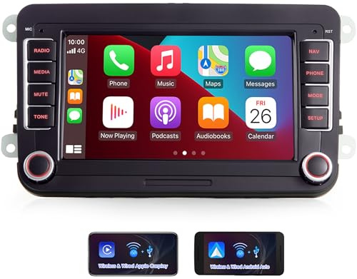 iFrego 7 Zoll Carplay Autoradio 2+64G Andriod 14 Autoradio für Golf 5 6 VW Radio Touran Passat Polo Tiguan Seat Sharan Doppel Din Auto Radio Touch Display mit Bluetooth Mirror Link FM/RDS WiFi USB