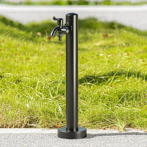 Fontana da Giardino Esterno con Rubinetto a Doppia Uscita, Colonna d'Acqua Verticale Antigelo per Esterni in Acciaio Inossidabile per irrigazione Facile(60cm/23.6in)