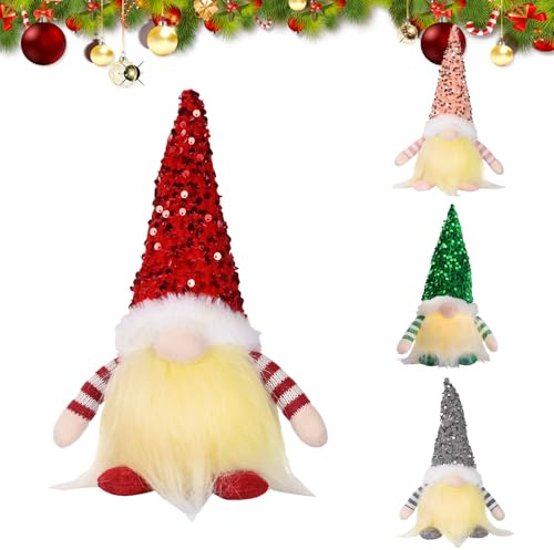 Gnomo LED de Navidad,4 Pcs Gnomo NavideñO Iluminado Papá Noel,Gnomos de Navidad,Decoración Navideña Enana,Gnomos Navideños con luz,Adorno De Mesa Navideño,Adornos Navideños,para Fiestas Navideñas