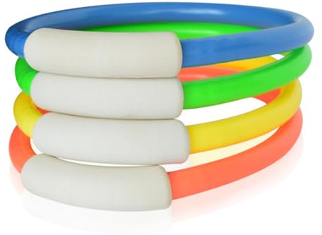 GARIOUANS 4 Piezas Anillos de Buceo Infantil para Piscina Juguetes Acuáticos Flexibles de PVC Practicar Natación Submarina y Diversión Agua