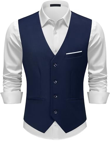 Autsel Chaleco de Traje para Hombre Elegante Slim Fit Gilet Casual | Bodas, Ceremonias, Negocios, Bolsillos, Vestir, Formal, Business, Tuxedo, Dress Set, Clothing, Outerwear