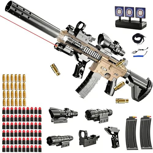 Leksakspistol för vuxna, skum mjuk kulpistol leksak, mjuk kulpistol M416, skumpistol, manuell omladdning, mjuk bullet leksakspistol för vuxna gåvor (ökenfärg)