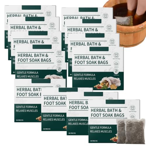 Herbal Foot Soak Bags, Stress Relief Daily Relieve Fatigue Dispel Cold Remove Dampness Relaxation, Natural Herbal Moxa Leaves Foot Bath Bag for Smooth Feet for Relaxing Spa and Bath Soak (120pcs)