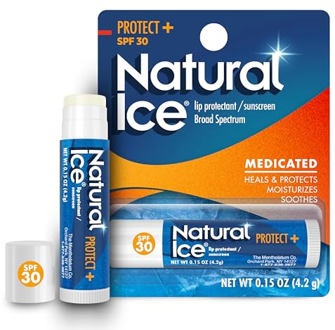 Mentholatum (R) Natural Ice (R) Sport Broad Spectrum SPF 30 Medicated Lip Balm - 12 Pack of 4.2 g Tubes