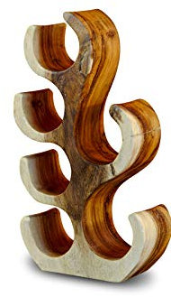 Kinaree 42cm Holz Weinregal für 6 Flaschen aus Akazie (Suar) Massivholz Natur braun