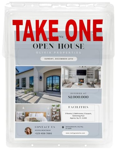 Calendars and More, Inc. Outdoor Real Estate Brochure Holder – Clear PETE Plastic Take-One Box with Snap-Shut Lid – Holds Up to 200 Flyers or Brochures (1)