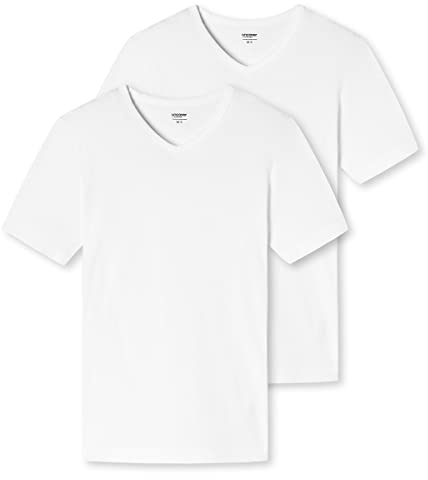 SCHIESSER Camiseta para Hombre 2-Pack - Cuello en V, S-3XL Blanco 2XL (2X-Large)