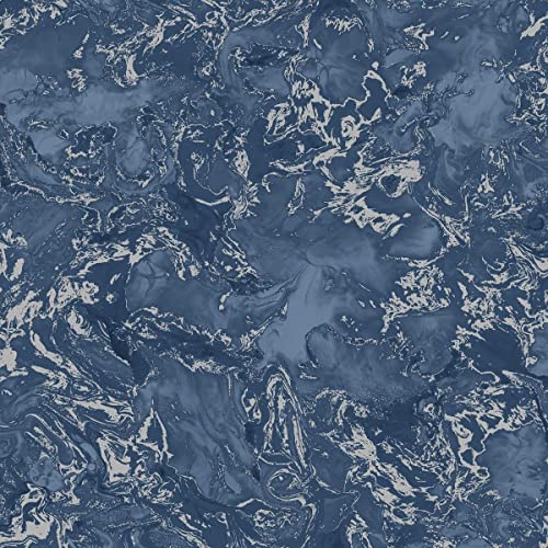 Muriva Elixir Marble Wallpaper Navy Blue/Silver Metallic - 166505