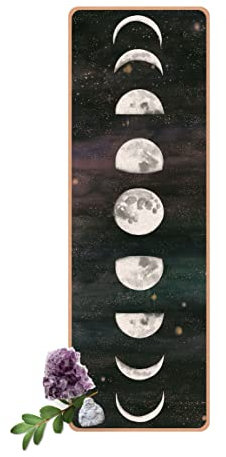 Bilderwelten Yogamatte Kork - Mondphasen in Aquarell, Größe HxB: 61x183 cm