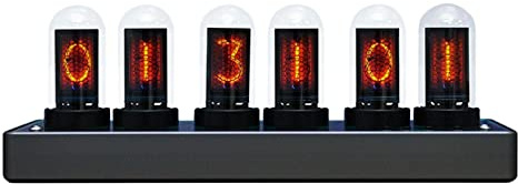 Adventurers IPS Nixie Tube Clock, Creative Electronic DIY Nixie Tube Clock Simulation with 6-Bit IPS LCD Screen,12/24 Hours, RGB Backlit Desktop Decoration,Gifts for Decorating Rooms and Desks