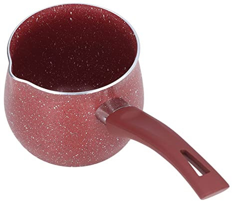 Sartén de leche antiadherente olla de café 10cm olla de cocción mini calentador de leche mantequilla mango único olla de sopa olla de cocción a fuego lento para fideos espaguetis (rojo)
