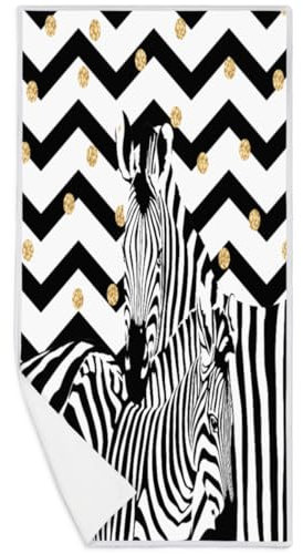 Schnell trocknendes Handtuch, Tierkunst, Zebramuster, Mikrofaser-Handtücher für Strand, Sport, Fitnessstudio, Spa, Yoga, Badezimmer, 76 x 38 cm