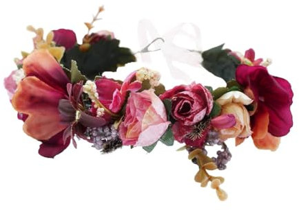 LEEQ Blumenkrone Mädchen Blumenkranz Haarband - Damen Hochzeit Stirnband Braut Kopfschmuck Verstellbare Blumen Haarkranz Kommunion Mädchen Blumen Stirnband festlich Haarkranz für Festival Party