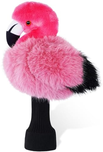 mytag Funny Golf Club Head Covers, Flamingo Animal Plush Driver Headcover, Golf Headcover Fits Standard 460cc Driver Head