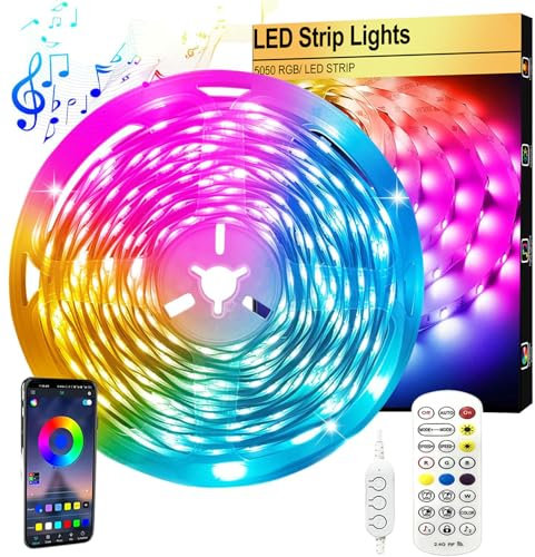 FOLAI LED Streifen 2m, USB, RGB, Timer Einstellung, Dimmbar,Lichterkette mit Fernbedienung, Musik-Synchronisation, Farbwechsel, für Beleuchtung,für Schrankdeko, Party, Zuhause, Schlafzimmer(2m)