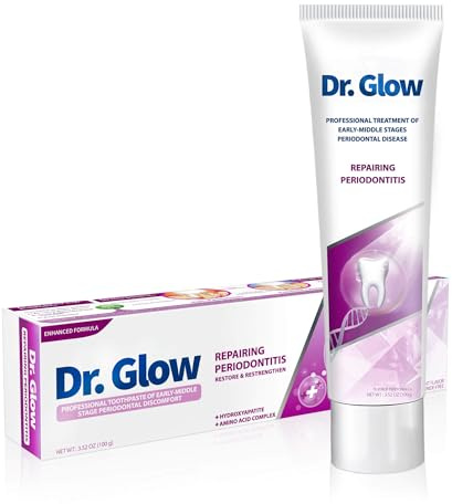 Dr. Glow Dentifrice Réparation pour Gencives Rétractées et Sensibles, Gingivite et Parodontite, Soins des Gencives Saignantes, Protection, Sans Fluor 100g