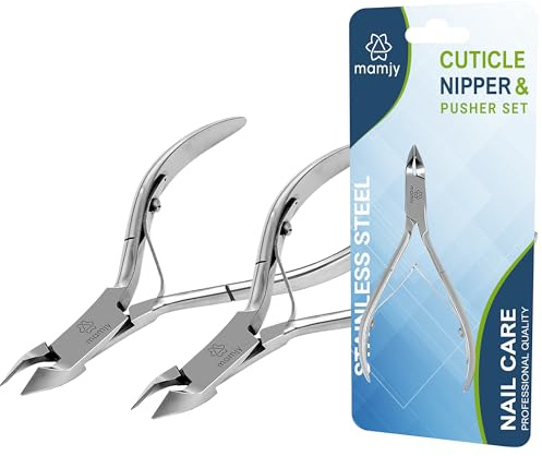 Mamjy Cuticle Cutter, Stainless Steel Nail Cuticle Remover for Dead Skin and Nail Care, Cuticle Nipper and Professional Manicure Tool (Pack of 2)