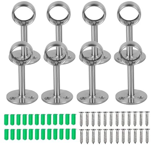 Gardinenstange Halterung,Biluer 8PCS 25mm Edelstahl Rundrohr-Halterung Halterung fur Die Vorhangstange Kleiderschrank Stangenhalter Fur Kleiderschrank Schrankrohr Zum Aufhangen(8*25mm)