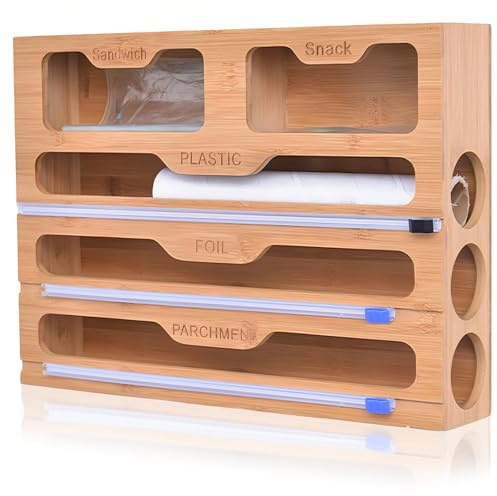 Cortador de láminas 5 en 1, dispensador de láminas con cúter, compatible con cortador de láminas, dispensador de papel de aluminio, dispensador de láminas adhesivas, cajón, dispensador de láminas para