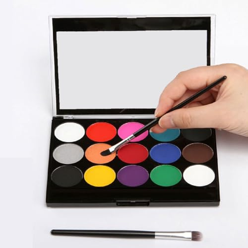 Gesichtsfarbe, Kinderschminken Körper mit 15 Farben, Waschbar Schminkfarben, Make Up Theaterschminke für Halloween Ostern Fasching Karneval Themenpartys