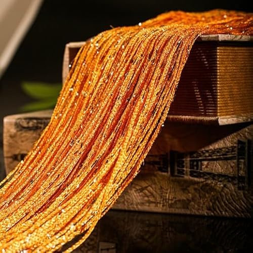 Highdi Fadenvorhang Türvorhang Insektenschutz Fliegenvorhang Perlenvorhang Fadengardine Raumteiler Sichtschutz Vorhang für Balkontür Türen Terrasse (Orange,1x2m)