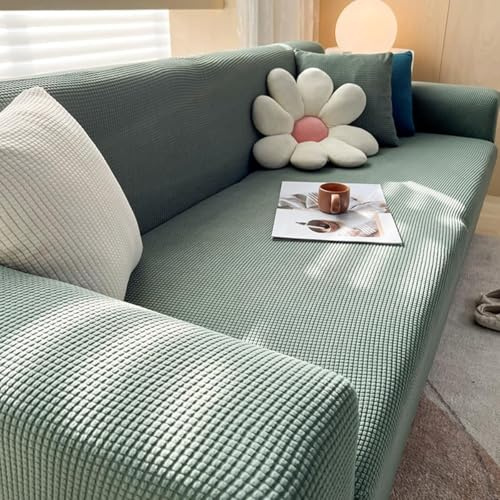 Hixingo Housse de Canapé Extensible, Couleur Pure, Couverture de Canapé avec Accoudoirs 1 2 3 4 Places, Super Élastique Sofa Cover Universelle, Antidérapante, Lavable (Couleur thé au Lait,3 Places)