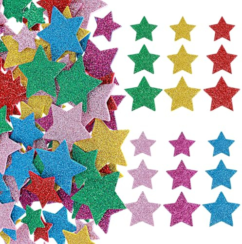 LXUEJIE 270 Pcs Glitter Foam Star Stickers, Colorful Star Wall Stickers Small Stars Sticker Self Adhesive Glitter Stars Foam Sticker for Craft Birthday Party Halloween Christmas Decoration