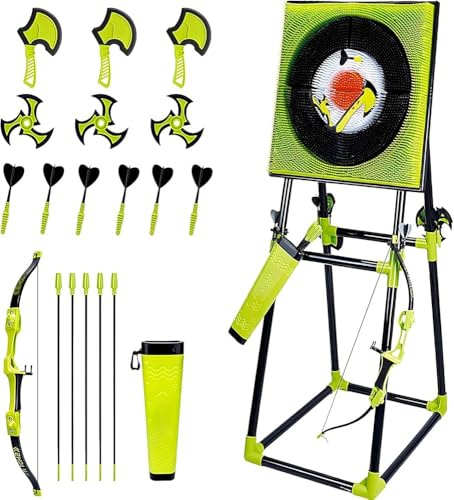 Collapsible Target Stand with Axes, Darts, Arrows for Safe Indoor Outdoor Family Fun