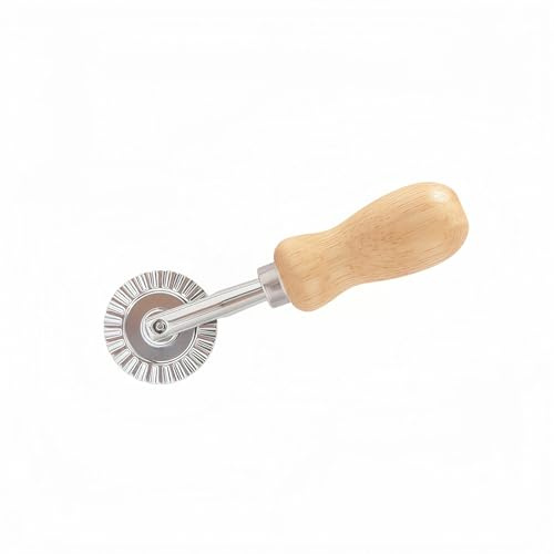 Hiiooweiyi Pasta Maker Cutter Wheel - Pastry Cutter Wheel - Dough Ravioli Pizza Cutter Wheel for Home and Kitchen,Wooden Handle and Zinc Alloy Fluted 5.24L x 1.3W