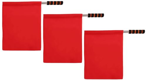 JOINPAYA 3 pezzi Bandiere Segnali Arbitro Rosse con Manico Antiscivolo Segnali Ufficiali per Calcio Pallavolo e Corse Resistenti