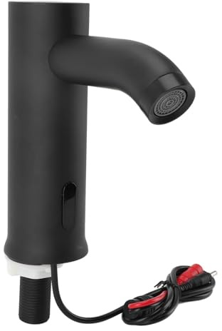 Rengue Automatic Motion Sensor Faucet, Touchless Sink Faucet with Infrared Sensor for Bathroom Kitchen Commercial Space, Stainless Steel, Black
