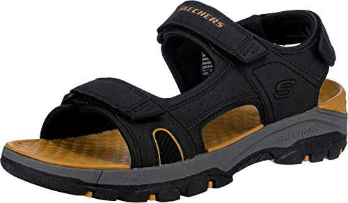 Skechers 204106 Hombre Sandalias de Punta Descubierta, Negro (Black Synthetic Black), 43 EU