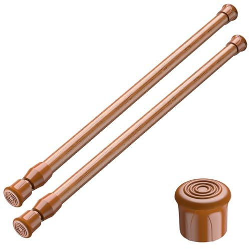 AIZESI 2PCS Curtain Rods Small Tension Rod 17 to 28 Inch Extendable Spring Curtain Rods Wood Color Tension Curtain Rod Short Spring Tension Rod for Window