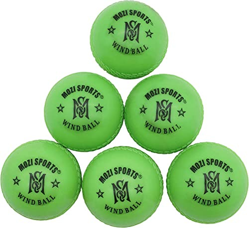 Mozi Sports Windball - Pelotas de críquet suaves, duraderas y realistas, bolas de viento para entrenamiento en interiores y exteriores, práctica, jardín y playa (verde)