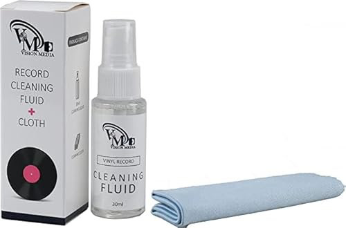 Professional LP Record Cleaner Solution : Antistatic Vinyl Record Restoration & Cleaning Kit, Supersoft Microcloth, Crystal Clear Sound. By Vision Media®