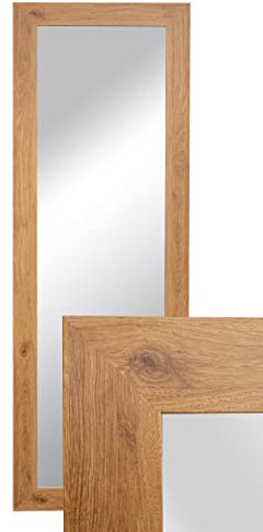 BD ART Wandspiegel Dekorativ Garderobenspiegel Ganzkörperspiegel 150x50cm Bernstein Eiche