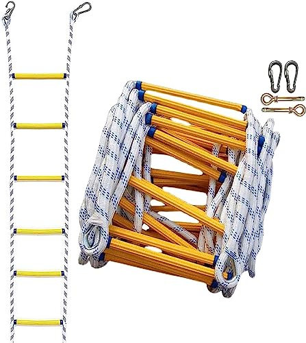 Échelle De Secours D'incendie, Échelle De Corde D'évacuation D'incendie d'urgence, Corde De Sécurité Antidérapante Entraînement Plein Air Résine Escalade Travail Aérien Isolé Fenêtre Et du Balcon,8m
