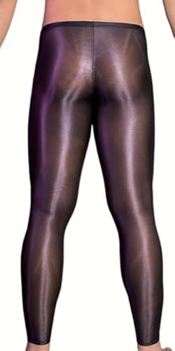 MEGAHERZ Herren Hosen Wetlook Tight Pants Männer Leggings Lange Hose Männer Sexy und Sexy Versuchung Männer Oily Tight Leggings (schwarz)