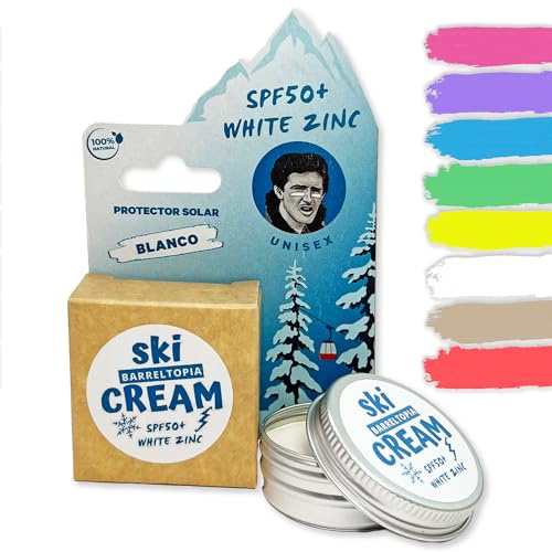 Barreltopia Crème Solaire Visage Ski SPF 50+ - Protection Totale Creme Solaire Ski Enfant et Adultes - Stick Solaire Skincare Sunscreen - Stick Levres Ski Waterproof Eco Naturelle (Blanc)