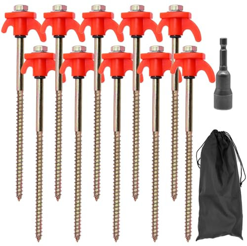 Piuluvor® 10 Stück Zeltheringe Stahl mit Gewinde, Robuste Hering Camping Zeltnägel 20cm Zelt Heringe Stark, Stabil Zeltheringe für Camping und Outdoor