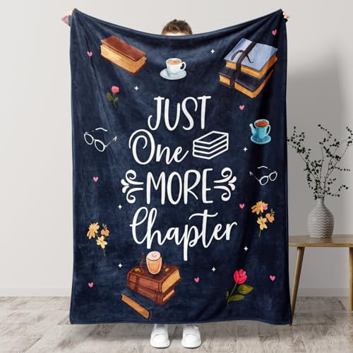 PRSTENLY Book Lover Gifts, Book Accessories Gifts Throw Blanket, Bookish Bookworm Graduation Presents for Reading Lovers Readers Women Men Teen Girls on Birthday Christmas, 50x60, Dark Blue
