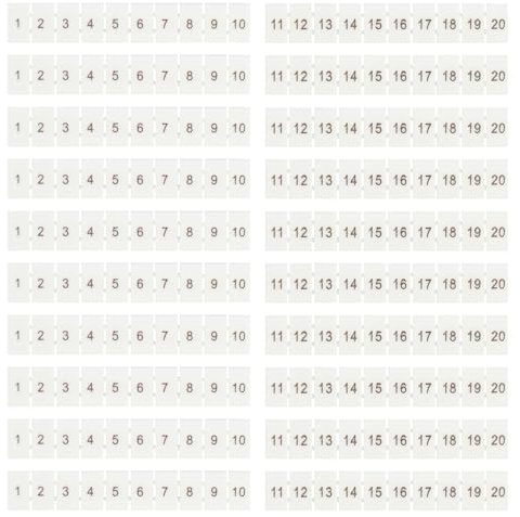 20 Pezzi Marcatura del Terminale, Nylon Marcatura della Morsettiera, 11-20 Strisce per Morsettiera, per Contrassegnare le Apparecchiature di Cablaggio